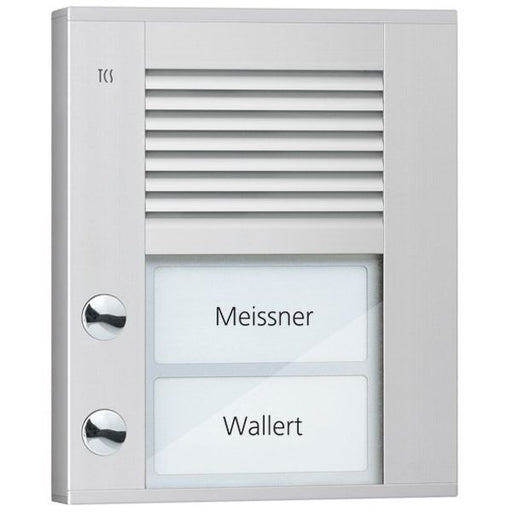 TCS Tür Control - Türstation für Türkommunikation Audioaußenstation1-reihig PDS02-EN/04 2 Tasten AP silber