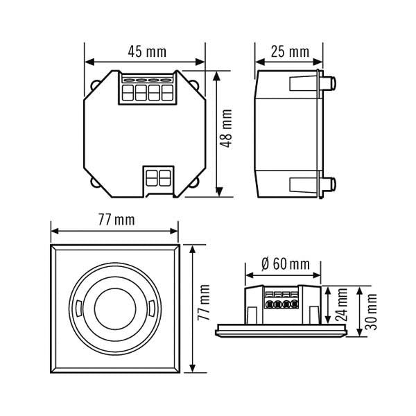 ESYLUX - Bussystem-Bewegungsmelder Design-Präsenzmelder PD-FLAT #EP10428715 DALI