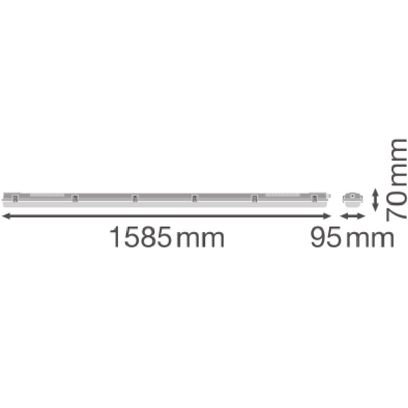 Ledvance - Decken-/Wandleuchte Feuchtraumleuchte f. T8LED DPHO.1500P2XLpMTIP65 1,5m 2flammig