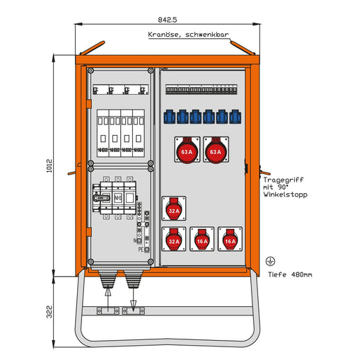 Walther Werke - Baustromverteiler Verteilerschrank WV0533R1 138kVA