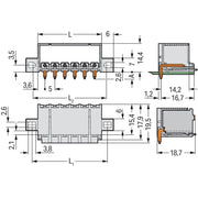 WAGO - Leiterplattensteckverbinder THT-Stiftleiste Lötstift 2092-1425/005-000 1,4mm,abgew.,llgr − 100 Stück