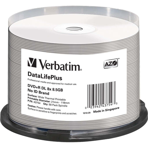Verbatim - Speichermedium digital DVD+R DL 8.5GB/240Min/8x 43754 (VE50) Cakebox (50 Disc) − 4 Packung