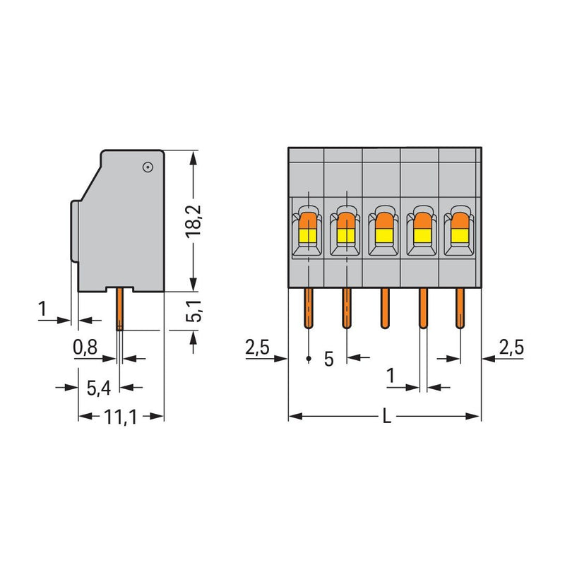 WAGO - Leiterplattenklemme 740-102/000-023 2,5qmm − 460 Stück