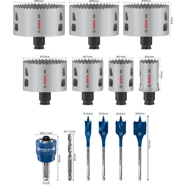 Bosch - Werkzeugset PRO Multi Material PC Plus 2608594433VE(13) Lochsägen Set 22-86