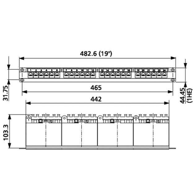 Metz Connect - Patchpanel Kupfer 24-Port Panel E-DAT C6A 130856C-E 1HE Alu