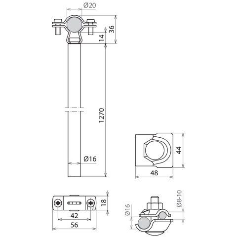 DEHN - Distanzhalter für Blitzschutz Distanzhalter DIDHPAE20D161270ALV2