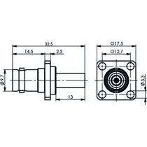 Telegärtner - Koax-Steckverbinder BNC-Kabelbuchse 100023380 50Ohm m.Flansch − 5 Stück