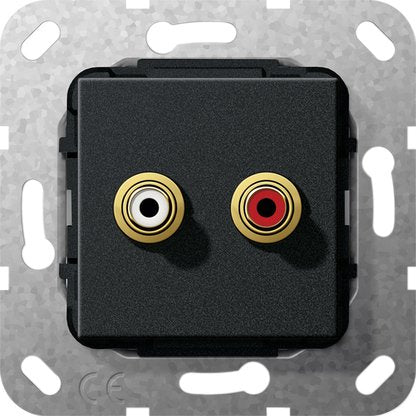Gira - Einsatz/Abdeckung für Kommunikationstechnik Cinch Audio Gender Changer 563110 UP Tragring sw matt
