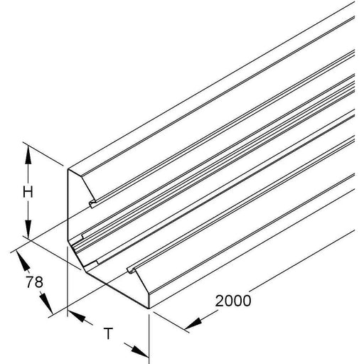 Niedax - Geräteeinbaukanal Pultkanalunterteil PGU 120-78 G − 2 Meter