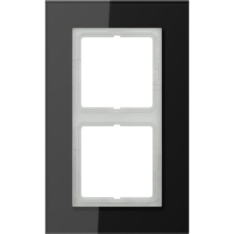 Jung - Abdeckrahmen Glasrahmen 2-fach sw LSP 982 GL SW waage/senkrecht