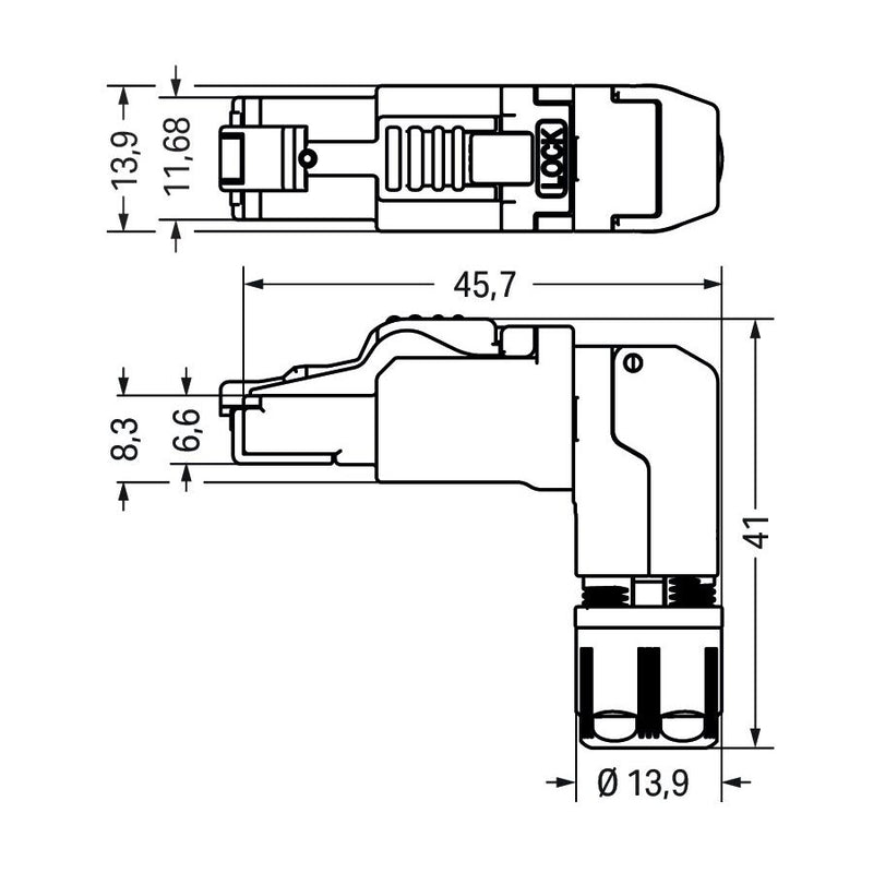 WAGO - Modularer Steckverbinder PROFINET-Stecker RJ-45 750-979/000-013 Cat. 6A