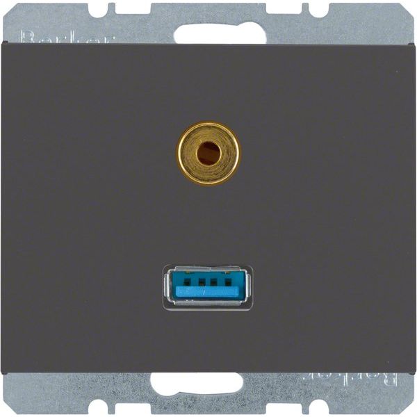 Berker - Einsatz/Abdeckung für Kommunikationstechnik Steckdose USB/3,5mm Audio 3315397006 anthrazit matt