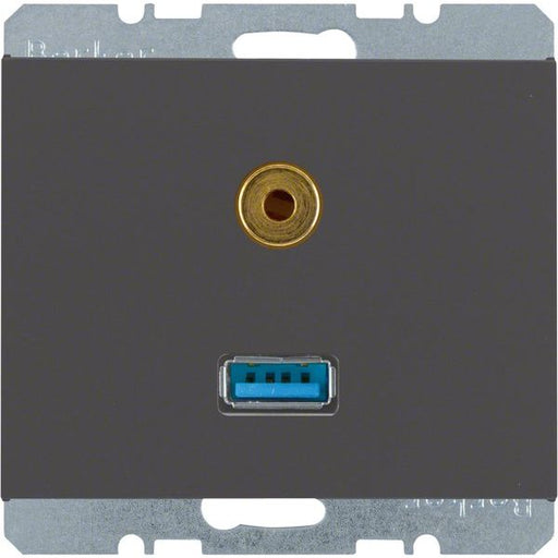 Berker - Einsatz/Abdeckung für Kommunikationstechnik Steckdose USB/3,5mm Audio 3315397006 anthrazit matt