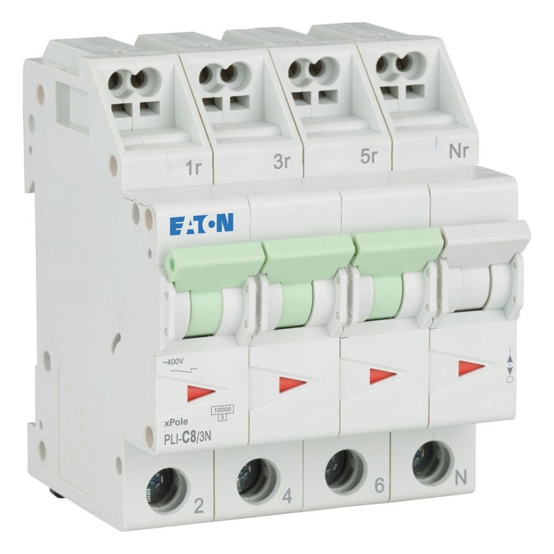 Eaton - Leitungsschutzschalter PLI-C8/3N C 8A, 3p+N Steckkl