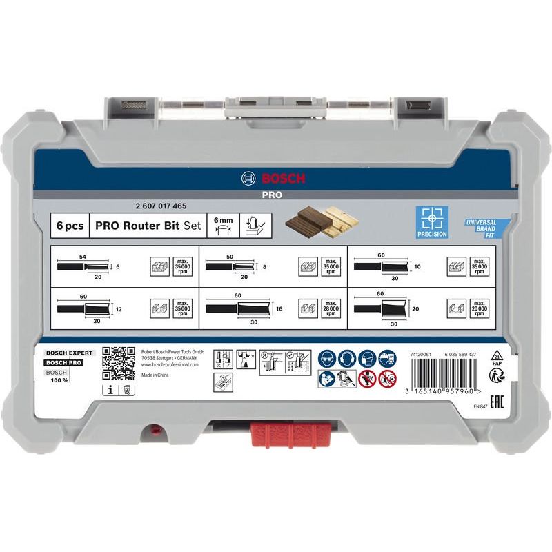 Bosch - Werkzeugset PRO Nutfräser-Set, Schaft 2607017465 6 mm, 6-tlg