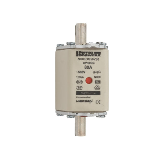 Mersen - Messersicherung NH-Sicherungseinsatz SF NH00GG50V80 Gr.00 gG 80A/500V KM − 3 Stück