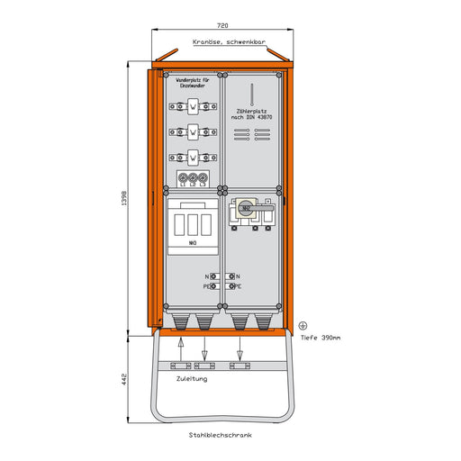 Walther Werke - Baustromverteiler Anschlussschrank WA0034 277kVA, 1 NH-Abgang