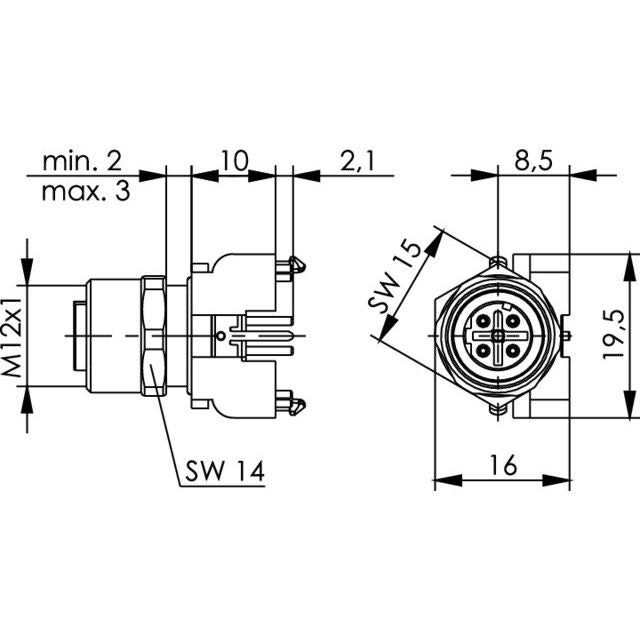 Telegärtner - Modularer Steckverbinder STX M12x1 EBB D-kod. 100007549 Cat.5 − 10 Stück