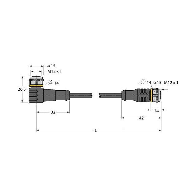 Turck - Konfektioniertes Sensor-Aktor-Kabel Aktuator- u. Sensorleitung WKC4TP7X26RSC4T/TEL PVC