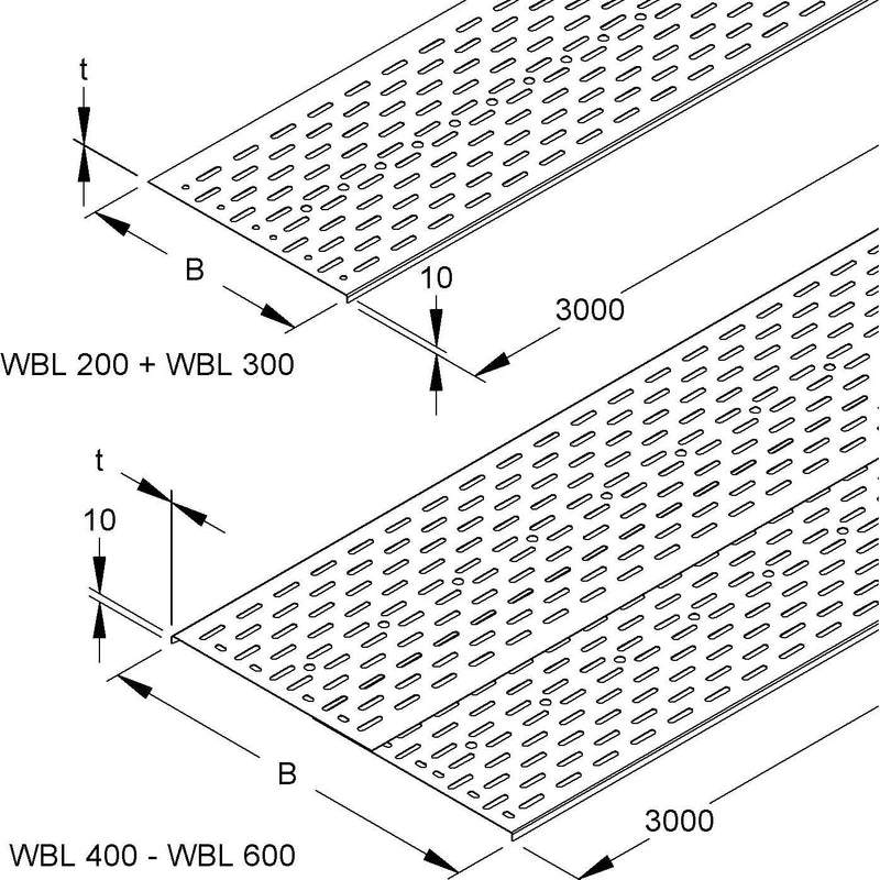 Niedax - Einlegeblech für Kabelleiter Bodenblech WBL 300 − 3 Meter