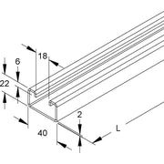Niedax - Stiel/Profilschiene Ankerschiene 2986/2 FO − 2 Meter