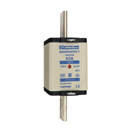 Mersen - Messersicherung Sicherungseinsatz NH gG NH2GG40V63-1 Gr.2 63A SGL KM − 3 Stück