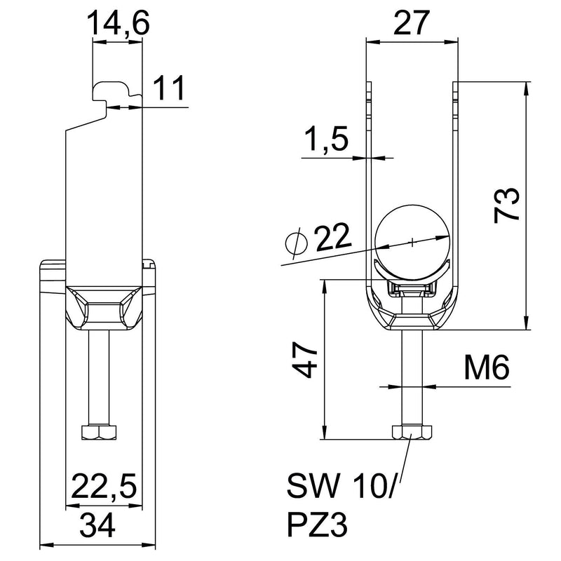 OBO Bettermann - Bügelschelle BS-N2-K-22 FT 2-fach − 50 Stück