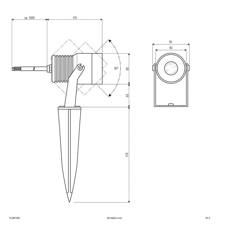 EVN Lichttechnik - Downlight/Strahler/Flutlicht Gartenspot PLC651002 3000K anth IP65