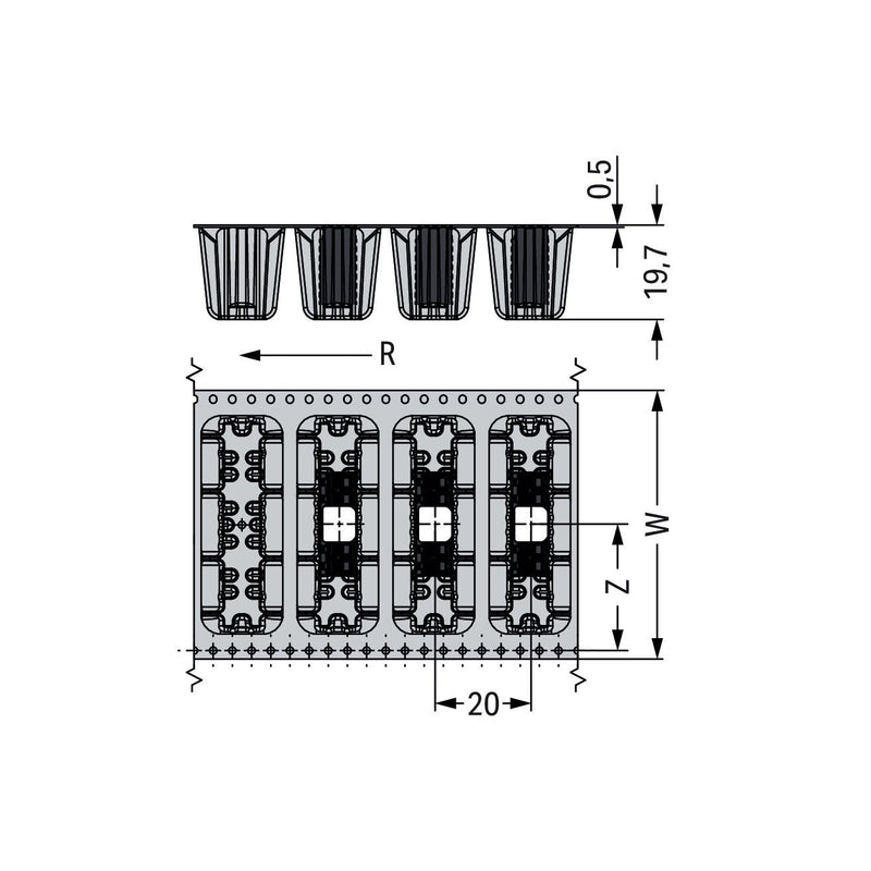 WAGO - Leiterplattenklemme THR-Leiterplattenklemme 2086-1126/997-607 Drücker,1,5mm²,sw − 940 Stück