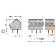 WAGO - Leiterplattenklemme 236-403/332-000 2,5mm² − 70 Stück
