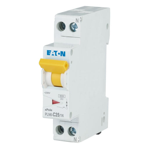 Eaton - Leitungsschutzschalter PLN6-C25/1N-DE 25A, 1p+N,Steckkl. C − 12 Stück