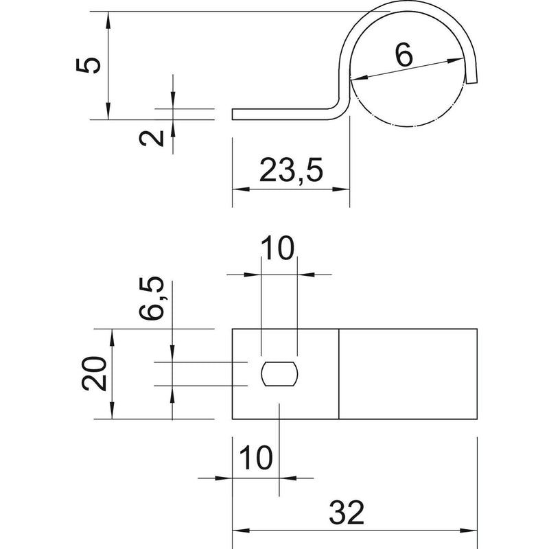 OBO Bettermann - Befestigungsschelle für Kabel/Rohre Befestigungsschelle 822 6 A4 6mm einlappig − 100 Stück