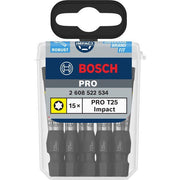 Bosch - Bit PRO Impact Bit, T25 2608522534VE(15) 55 mm, 15-tlg. − 10 Packung