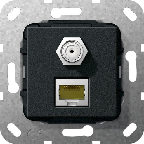 Gira - Einsatz/Abdeckung für Kommunikationstechnik Modular Jack RJ45 Cat6A 569710 swma SAT F und RJ45