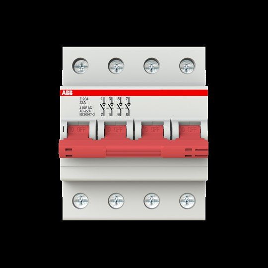 ABB Stotz S&J - Schalter für Reiheneinbau Trennschalter E204/32R Schaltgriff rot