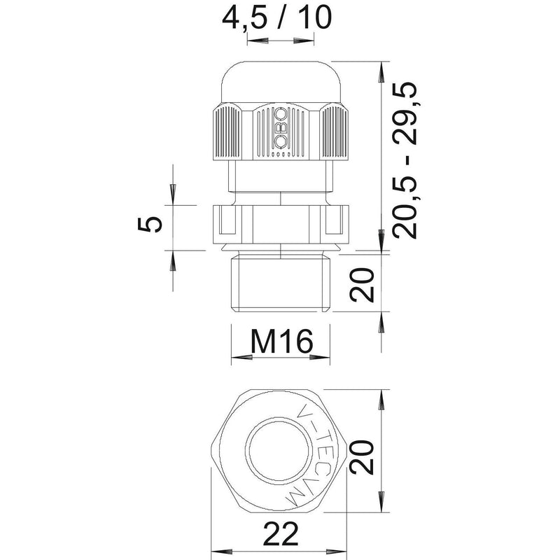 OBO Bettermann - Kabelverschraubung V-TEC VM L16 SW