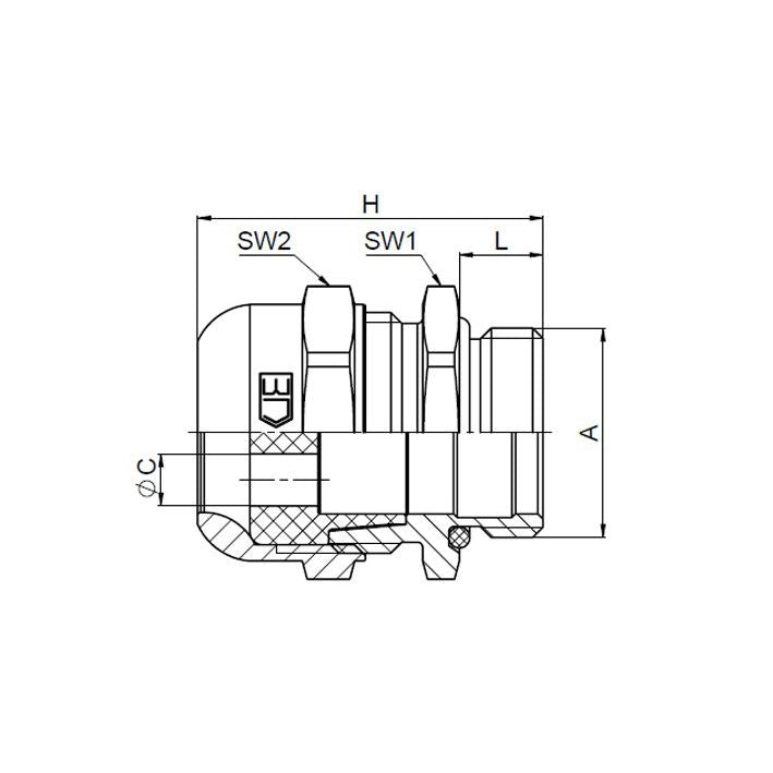 Jacob - Kabelverschraubung K152-1025-00-37 WADI one − 50 Stück