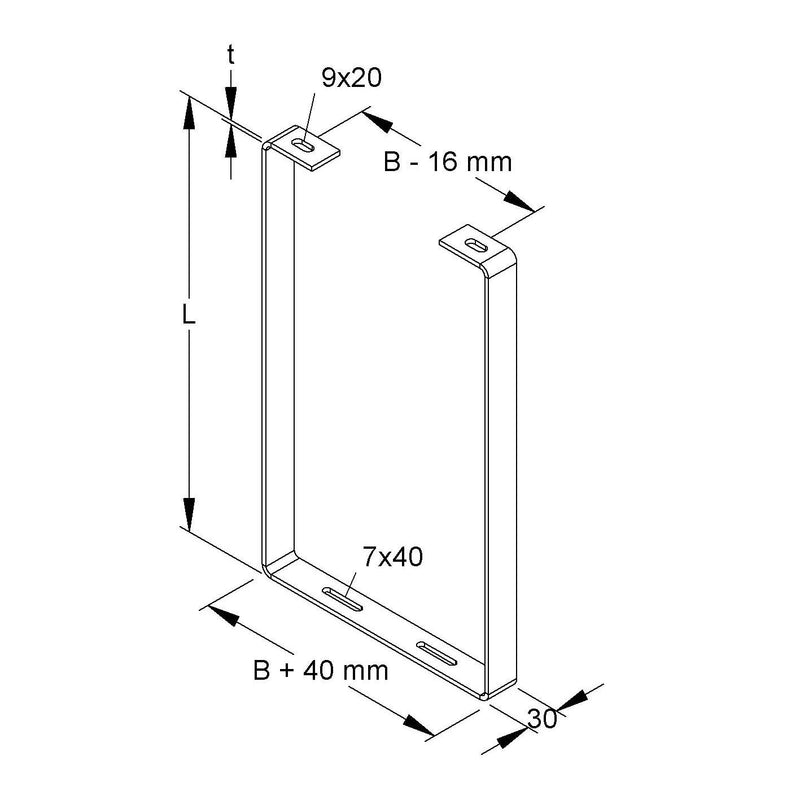 Niedax - Wand- und Deckenbügel für Kabeltragsystem Tunnelabhängung Form A TAH-A 100/400 E3 1-lagig