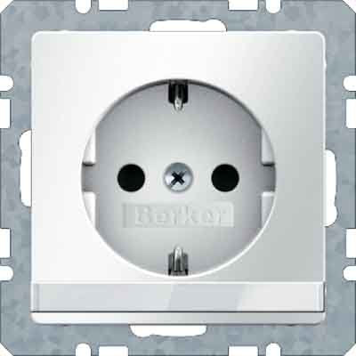 Berker - Steckdose SCHUKO-Steckdose pws/samt 47506089 mit Beschr.-feld