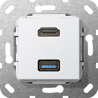 Gira - Einsatz/Abdeckung für Kommunikationstechnik UP Tragring HDMI und USB A 567803 rws Gender Changer