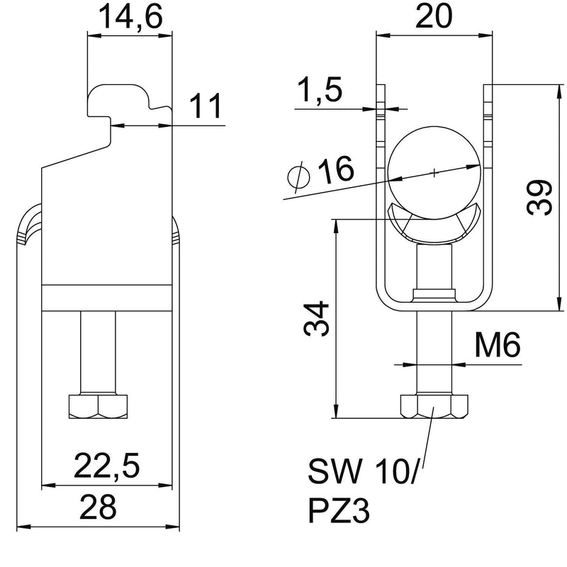 OBO Bettermann - Bügelschelle BS-N1-M-16 A2 12-16mm − 25 Stück
