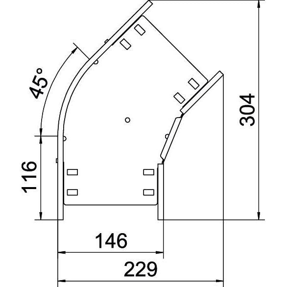 OBO Bettermann - Bogen für Kabelrinne Bogen 45 Grad RB 45 615 FS 60x150 bandverzinkt