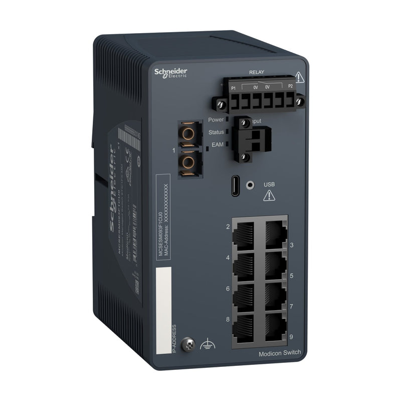 Schneider Electric - Netzwerk Switch Modicon Managed Switch MCSESM093F1CU0 8 Ports Kupfer