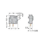 WAGO - Leiterplattenklemme Anreihbare Leiterplattenk. 255-741 Drücker,2,5mm²,ge − 100 Stück