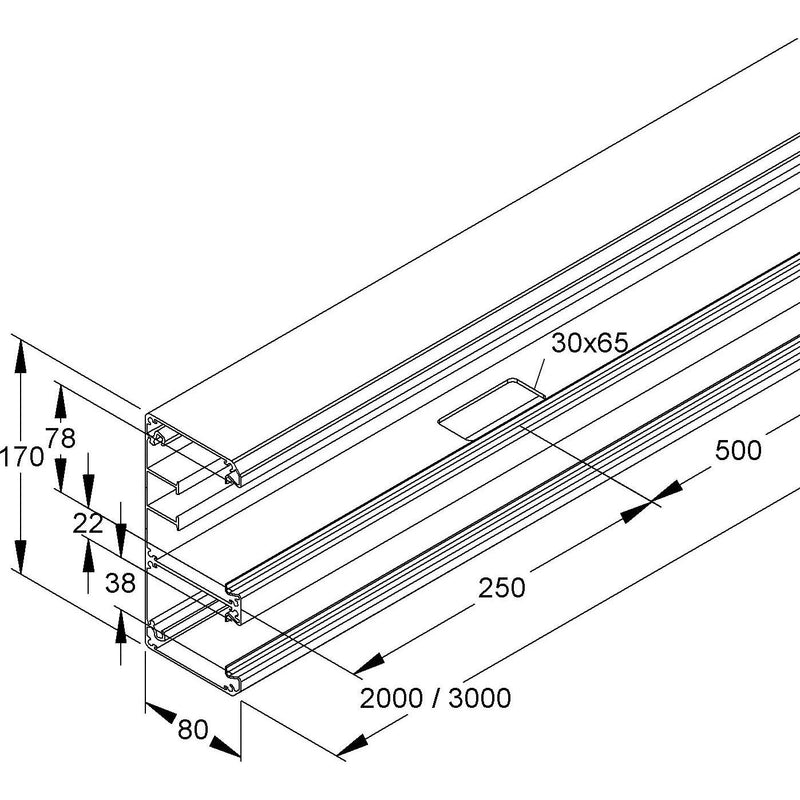 Niedax - Geräteeinbaukanal Alu-Gerätekanal DAU 170-78 N − 4 Meter