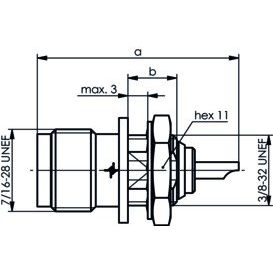 Telegärtner - Koax-Steckverbinder TNC-Einbaubuchse löt 50Ohm 100023801 − 5 Stück
