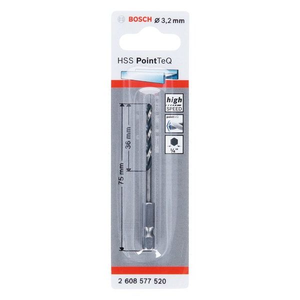 Bosch - Bohrer HSS PointTeQ 2608577520 Sechskantbohrer 3,2