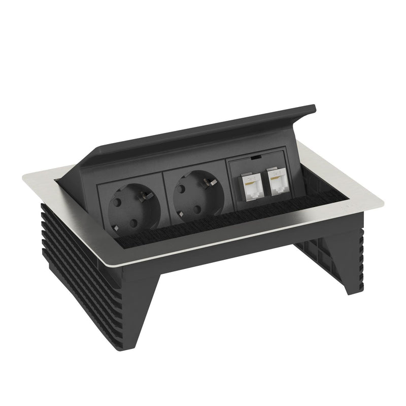 OBO Bettermann - Multi-Tischsteckdose Deskbox DBK2-D3 D2S2K klappbar