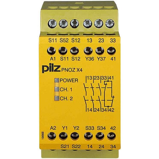 Pilz - Gerät zur Überwachung von sicherheitsgerichteten Stromkreisen Not-Aus-Schaltgerät PNOZ X4 #774734 110VAC 3n/o 1n/c