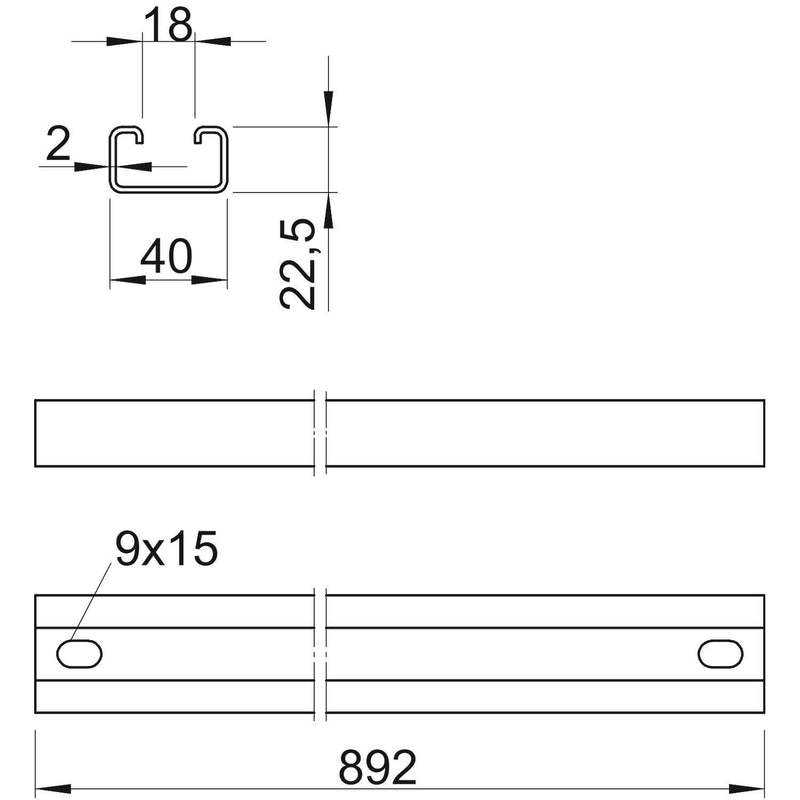 OBO Bettermann - Stiel/Profilschiene Profilschiene MS4022P0892FT